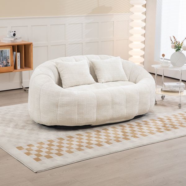 Sitzsack Chenille mit Armlehnen & Schaumstofffüllung, 150x95x63 cm, Beige