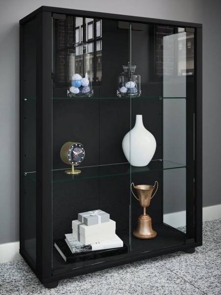 VCM Standvitrine Holz Glas Stand Vitrine Sammelvitrine Sintalo