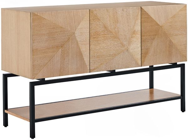 KAWOLA Sideboard ANJO 3 Türen 1 Ablage Eiche furniert braun Metall schwarz pulverbeschichtet 85 x 40 x 150 cm Bild 3