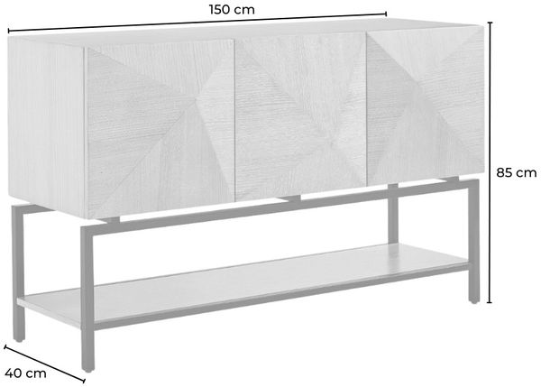 KAWOLA Sideboard ANJO 3 Türen 1 Ablage Eiche furniert braun Metall schwarz pulverbeschichtet 85 x 40 x 150 cm Bild 10