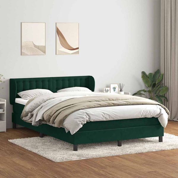 vidaXL Boxspringbett mit Matratze Dunkelgrün 160x220 cm Samt 3317910