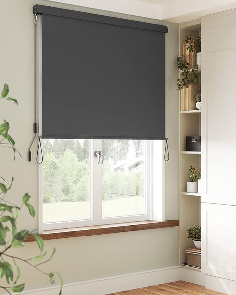 SONGMICS 1.6 x 2.5m Senkrechtmarkise für Balkon, Terrasse, mit Grauer Markisenkassette, Vertikalmarkise für außen, für Windschutz, Sonnenschutz und Sichtschutz, wasserfest, Rauchgrau GSA165GY