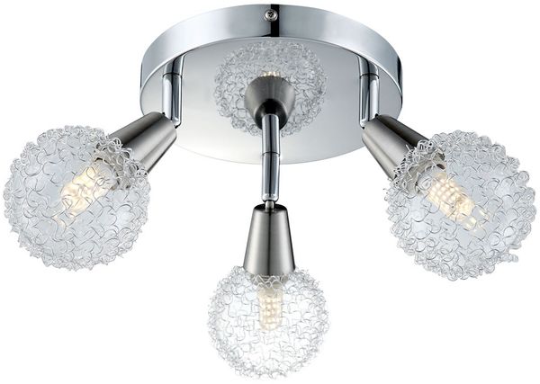 LED Deckenleuchte, Chrom, klar, ALU-Kugelgeflecht, H 20 cm