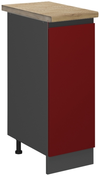 Apothekerschrank R-Line Rot 30 cm J-Shape, AP Eiche Vicco