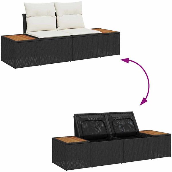 vidaXL Gartensofa-set mit Kissen 14 pcs Schwarz Poly Rattan 3364930 Bild 11