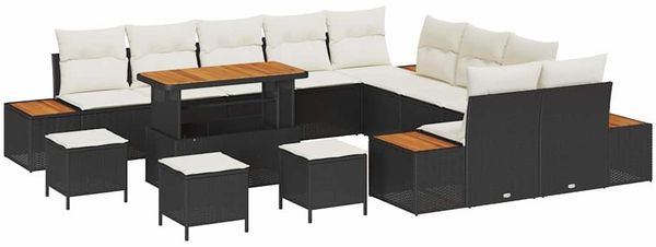 vidaXL Gartensofa-set mit Kissen 14 pcs Schwarz Poly Rattan 3364930 Bild 2