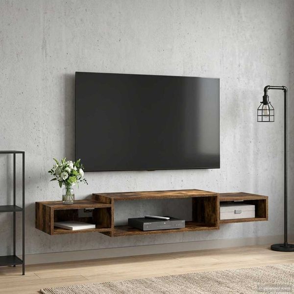 vidaXL Wandmontierter TV-Schrank Wandhalterung Geräucherte Eiche 8006001