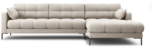 Micadoni Ecksofa Mamaia 5-Sitzer Rechts Strukturierter Stoff Neve Beige schwarze Beine