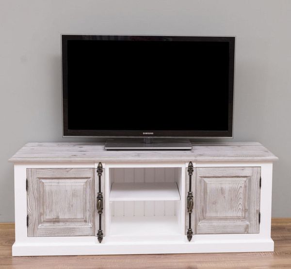 Holz TV-Sideboard weiß im Landhausstil
