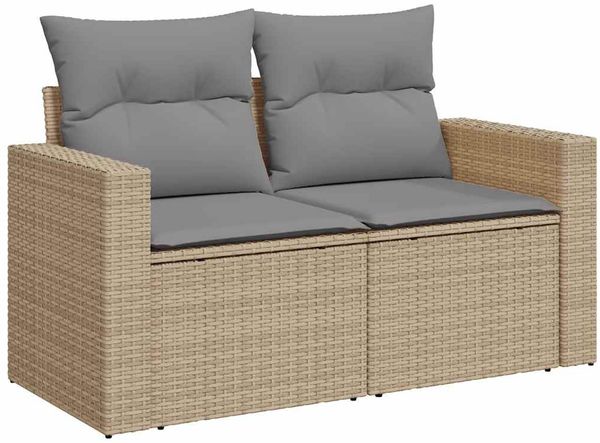 vidaXL 10-tlg. Garten-Sofagarnitur mit Kissen Beige Poly Rattan 3326380 Bild 5