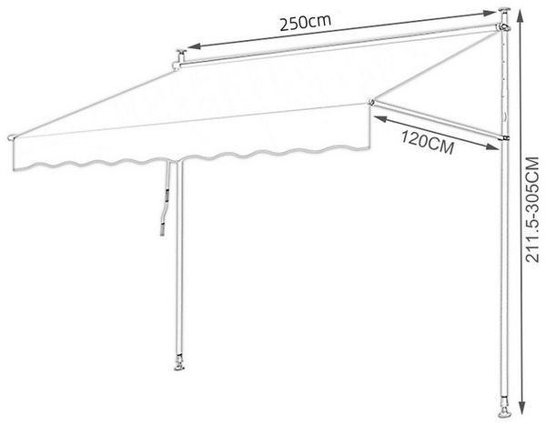 Clanmacy Klemmmarkise Klemmmarkise Balkonmarkise 250cm mit Handkurbel ohne Bohren Beige
