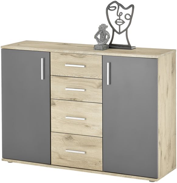Kommode >BC 1040< in Grau matt - 120x84x35 (BxHxT)