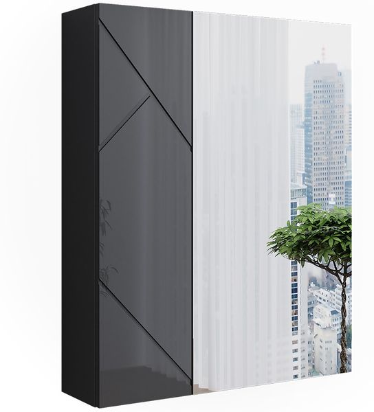 Badspiegelschrank Irma Anthrazit Hochglanz/Anthrazit 60 x 75 cm Vicco