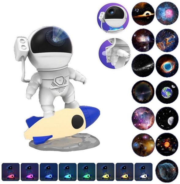 Jibenhome LED-Sternenhimmel 13-in-1 Astronauten Sternenprojektor, HD Planetarium Galaxie Nachtlicht, 8+1 Farben, 360° Drehbare Filmprojektionslampe