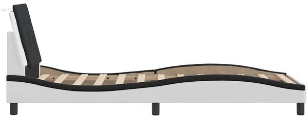 Einzelbettgestell Design für Erwachsene ohne Matratze Weiß und Schwarz 100x200 cm Kunstleder d5151e Bild 5