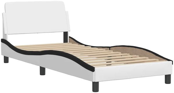 Einzelbettgestell Design für Erwachsene ohne Matratze Weiß und Schwarz 100x200 cm Kunstleder d5151e Bild 7