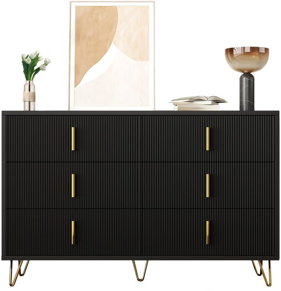 Elegantes Sideboard mit modernem Design, Kommode und viel Stauraum, goldene Griffe