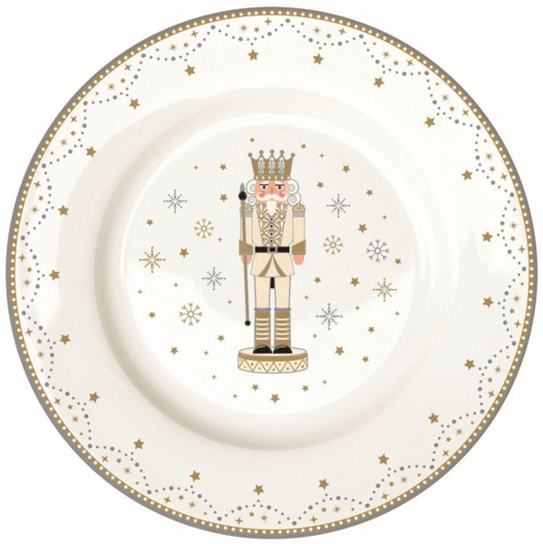 EasyLife Kuchenteller Royal Nutcracker, Handwäsche empfohlen, Weiß, Motiv: Nussknacker