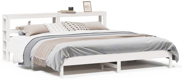 Doppelbett, Betten für Erwachsene, Massivholzbett ohne Matratze Weiß 200x200 cm Kiefernholz de4912