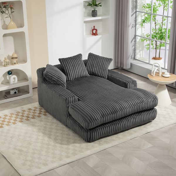 MODFU Schlafsofa Modernes Cord-Schlafsofa,Schlafsofa,mit 3 weiche Kissen, Modernes Cord-Schlafsofa Cloud Couch, Ergonomisch mit 3 Kissen, Kein Aufbau nötig, 150 kg Belastbarkeit, Ideal für Wohnzimmer, Büro & Schlafzimmer, mit Relaxfunktion
