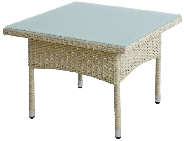 Beistelltisch Tisch Polyrattan Gartentisch Rattantisch Rattan Balkontisch Beige