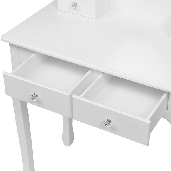 Schminktisch 3tlg. mit Spiegel, 4 Schubladen & Hocker HDT04-WEI weiß Bild 10