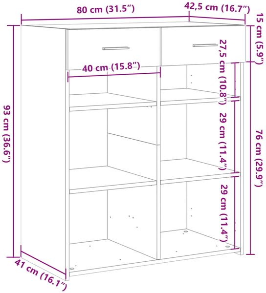 vidaXL Sideboard Betongrau 80x42,5x93 cm Holzwerkstoff 3281479 Bild 10
