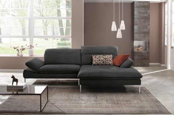 W.SCHILLIG Ecksofa enjoy&MORE, Designsofa, elegant und bequem, L-Form, mit Sitztiefenverstellung, Füße Chrom glänzend, Breite 294 cm