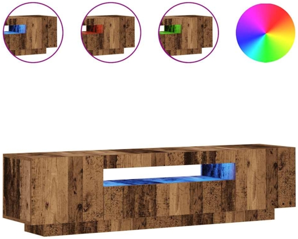 vidaXL TV-Schrank mit LED-Leuchten Altholz-Optik 160x35x40 cm 856359
