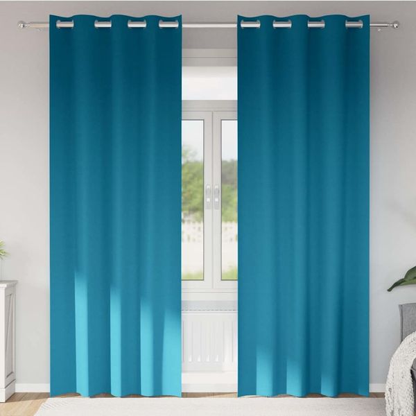 vidaXL Verdunkelungs-Vorhänge mit Ringen 2 pcs Türkis 260 x 140 cm 4107422