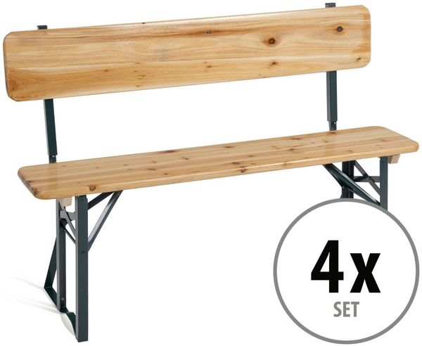 Stagecaptain Sitzbank "Hirschgarten" Bierzeltbank mit Lehne 119 cm (4-St), Gartensitzbank, Campingbank, Gartenbank zusammenklappbar
