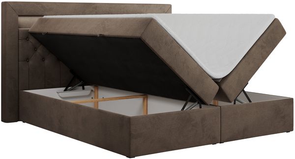 Boxspringbett - Doppelbett mit Multipocket-Matratze und LED - GOLD-6 - 140x200cm - Braun Velours - H4 Bild 4