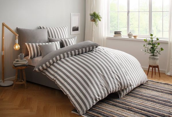 OTTO home Wendebettwäsche Greta, Mako-Satin, 2 teilig, Bettwäsche mit Streifen in verschiedenen Qualitäten, ab 135x200 cm