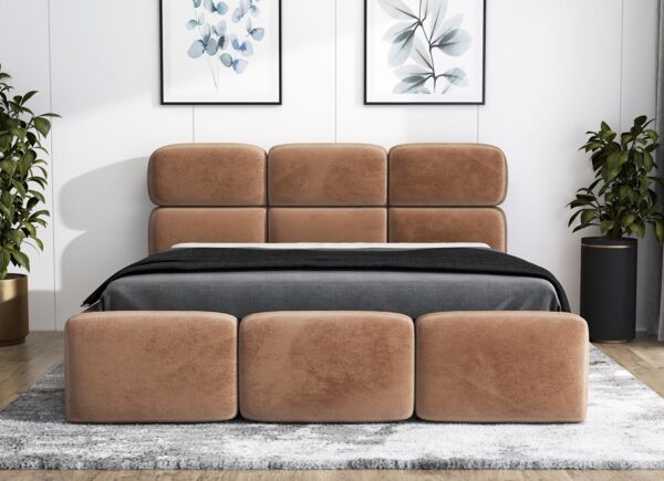 Polsterbett MAROKO 180x200 mit Matratze, Bettkasten und Lattenrost. Farbe: Tabak 3