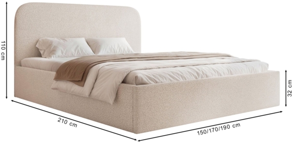 Selsey 'Sonvivo' Polsterbett mit Bettkasten, Bouclé, braun, 160x200 Bild 5