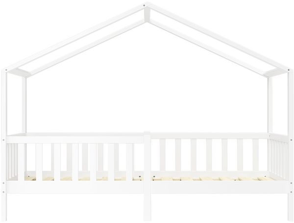 Bellabino 'Bia' Hausbett 90x200 cm mit Matratze, weiß, Kiefer Massivholz, Montessori Kinderbett mit Rausfallschutz und Lattenrost Bild 10