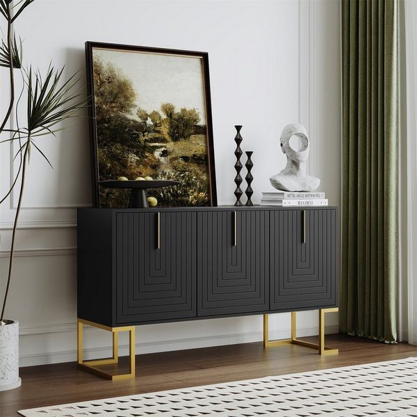 autolock Sideboard 3-türiges Sideboard mit verstellbaren Regalen, Metallgriffen