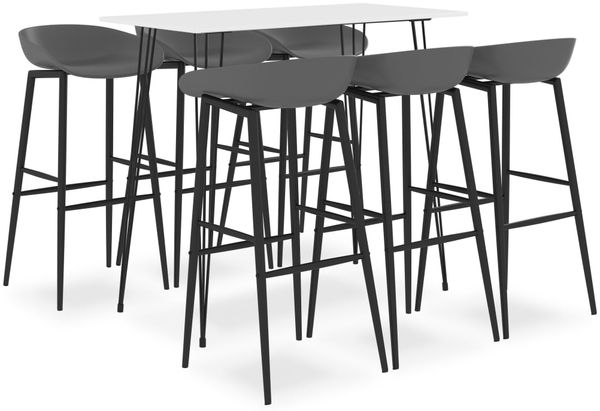 vidaXL 7-tlg. Bar-Set Weiß und Grau 3057425