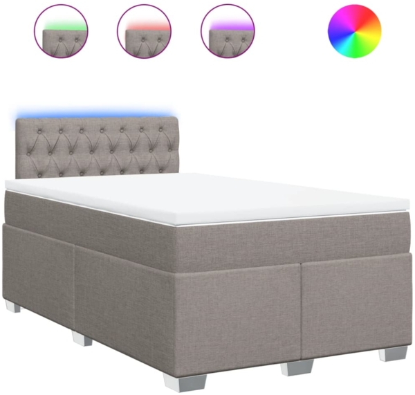 vidaXL Boxspringbett mit Matratze Taupe 120x200 cm Stoff 3288166