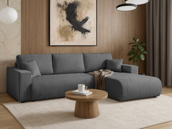 Beautysofa Ecksofa Porto mit universelle Ottomane, mit Bettfunktion und Bettkasten