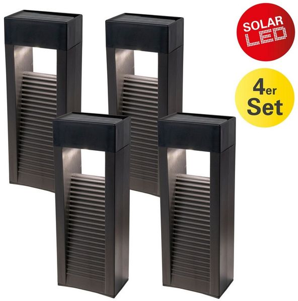 näve LED Solarleuchte Pulheim, LED fest integriert, Warmweiß, 4er-Set Dekoleuchten inkl. Erdspieß, schwarz, LED warmweiß, H: 22,3cm