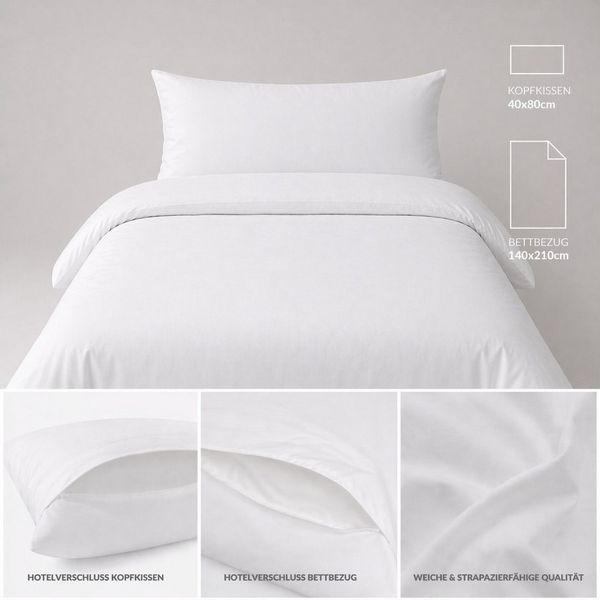 KH-Haushaltshandel Bettwäsche Bettwäsche kochfest, Hotel Verschluß, 2-tlg.: 140x210 +80x80 cm, Baumwolle, mit Hotelverschluss, 100% Baumwolle