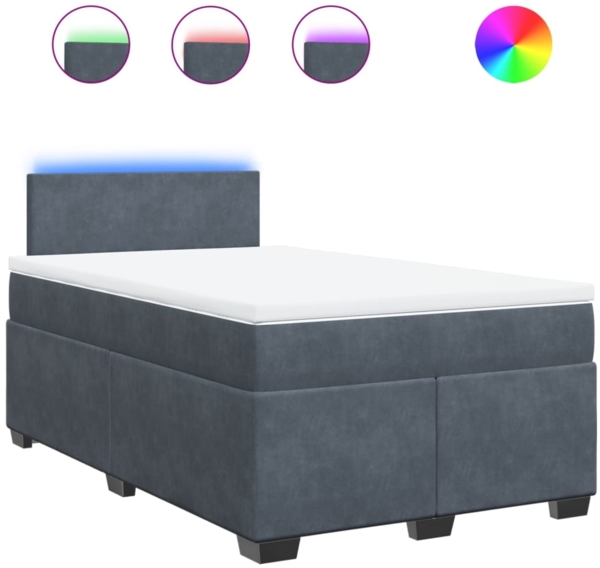 vidaXL Boxspringbett mit Matratze Dunkelgrau 120x200 cm Samt 3288577