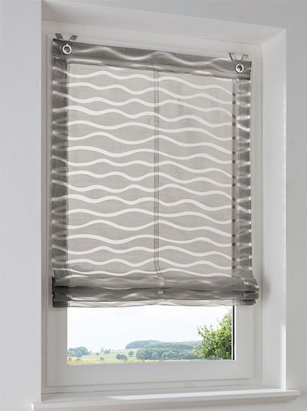 Rollo Raffrollo, heine, halbtransparent, Ösen mit Fensterhaken