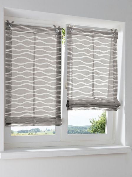 Rollo Raffrollo, heine, halbtransparent, Ösen mit Fensterhaken