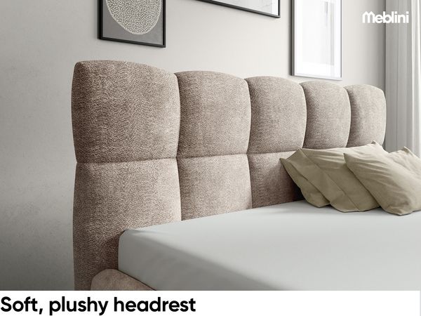 MEBLINI Boxspringbett NIKOLAS 140x200 cm mit Bettkasten – H3/Dunkelgrau Boucle Polsterbett - Doppelbett mit Topper & Bonellfederkern-Matratze Bild 4