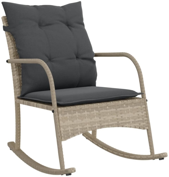 vidaXL Garten-Schaukelstuhl mit Kissen Hellgrau Poly Rattan 369023