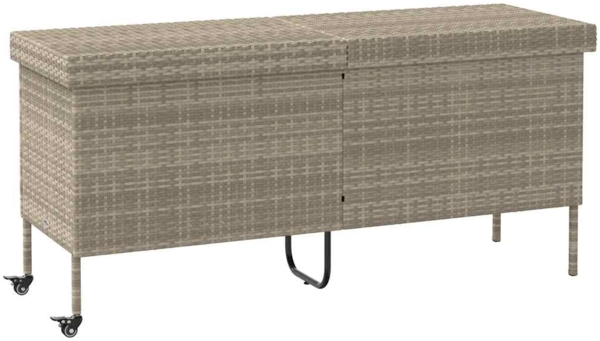 vidaXL Gartentruhe mit Rollen Hellgrau 160x55x75 cm Poly Rattan 4103835