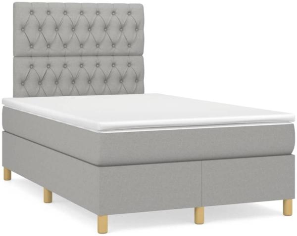 vidaXL Boxspringbett mit Matratze Hellgrau 120x190 cm Stoff 3269951