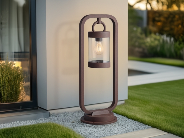 LED Wegeleuchte Landhausstil, Laterne in Rostoptik, Höhe 60cm